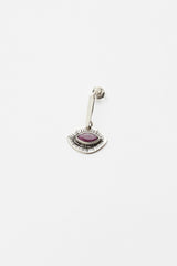 Nafsu - Silver Earstick w/ Eye Pendant I Ruby