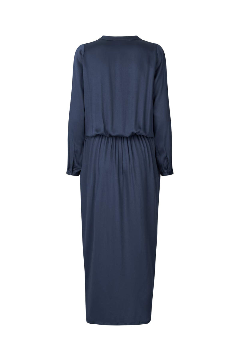 Vera - Solid wrap over dress L/S I Navy Blue