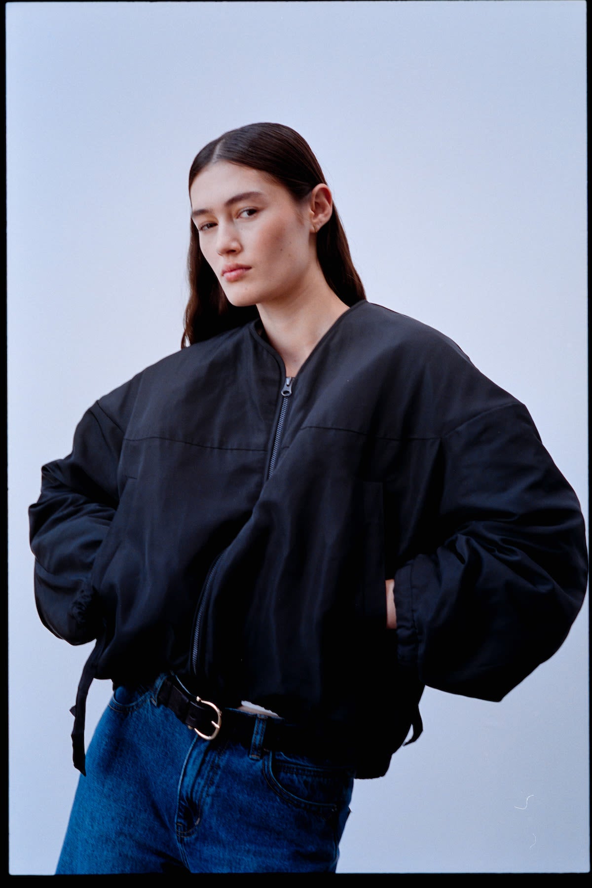 Leather slim belt - Gerly I Black