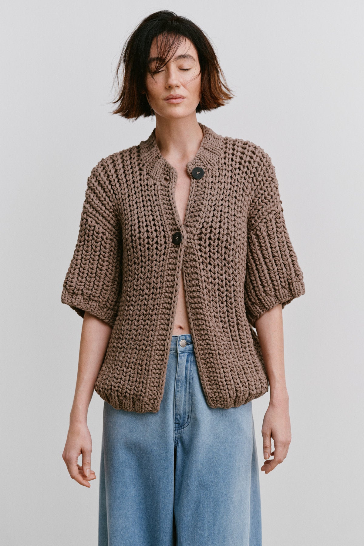 Alice - Rope knit cardigan I Walnut