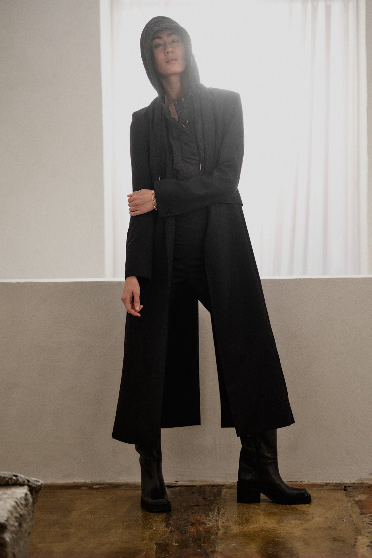 Talma - Smooth tailoring long jacket I Black