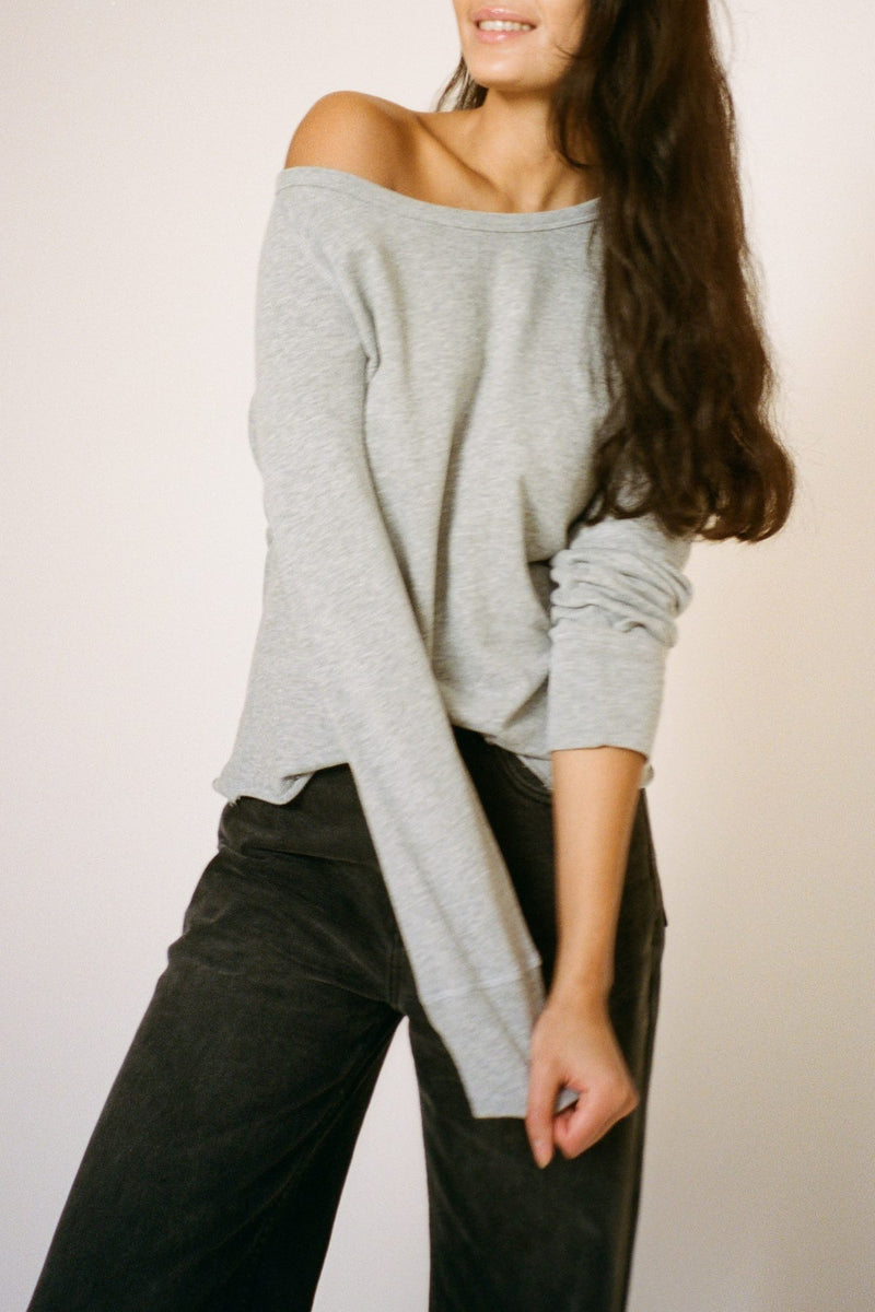 Nemi - Light stretch long sleeve top I Grey melange