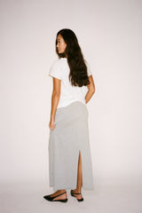 Hanni - Light stretch long skirt I Grey melange