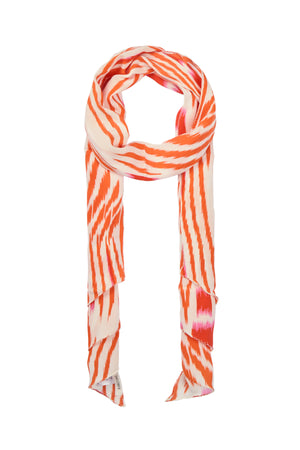 Tatiana - Ikat tie scarf I Mandarin pink ivory