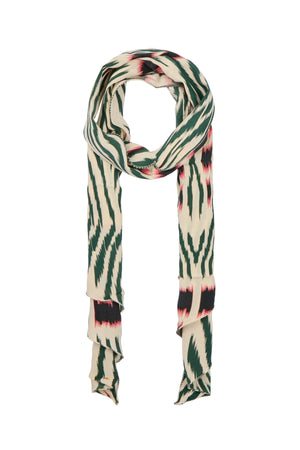 Tatiana - Ikat tie scarf I Forest pink sand