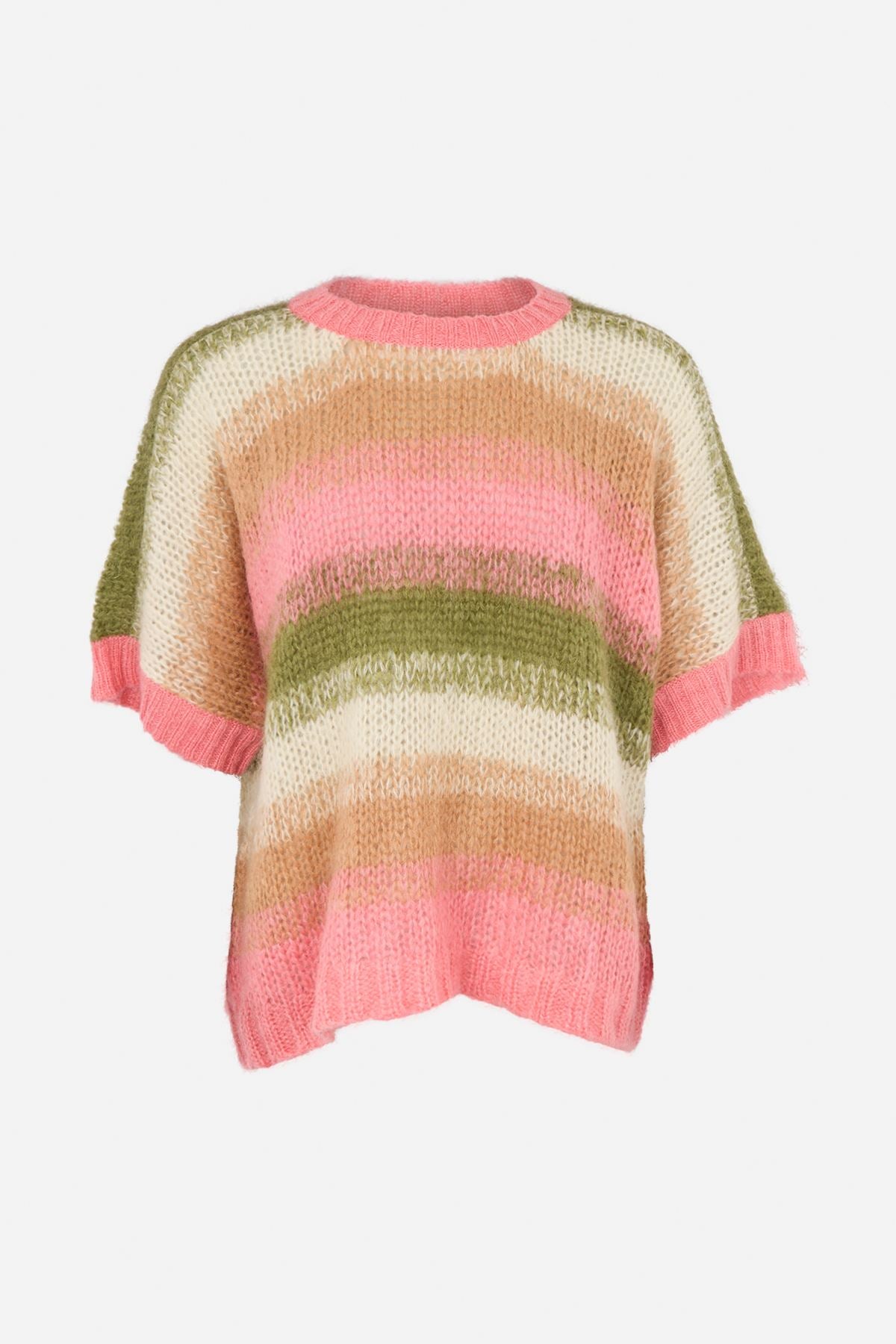 Maggi - Blurred yarn oversize t-shirt I Pink combo