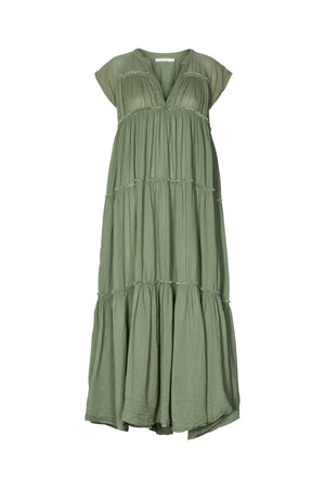 Gisele - Cotton flare long dress I Dry moss