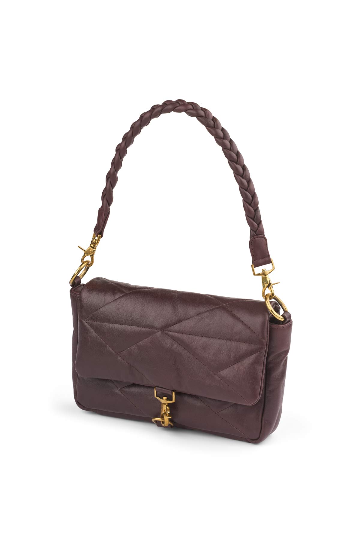 PRE-ORDER I Lisha - Leather front closure bag I Burgundy