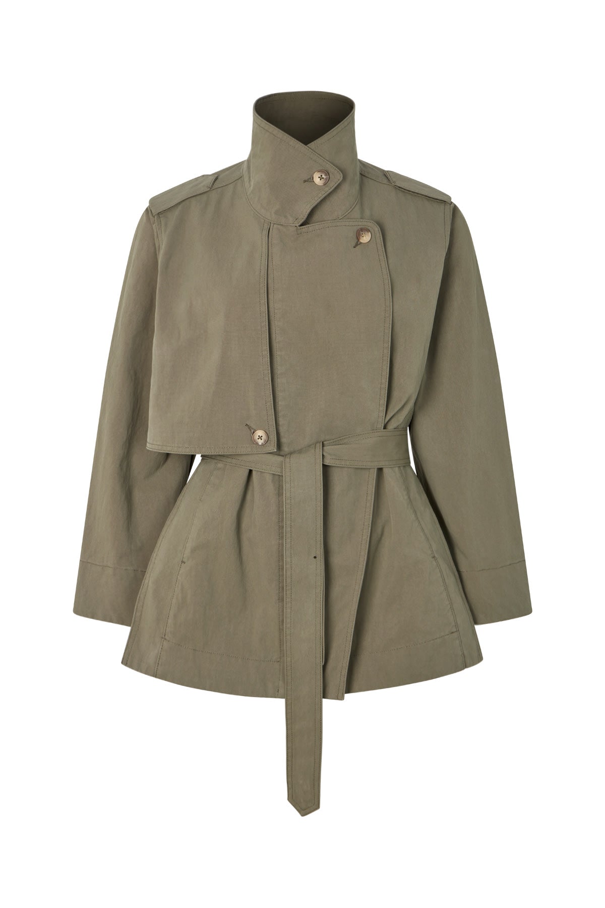 Nadira - Utility cropped trench jacket I Asphalt