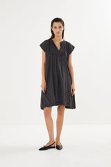 Lotti - Cotton short dress I Dark slate