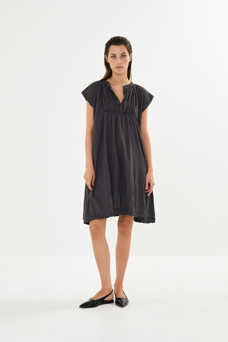 Lotti - Cotton short dress I Dark slate