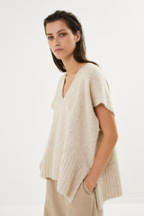 Minte - Freckled knit tunic vest I Beige