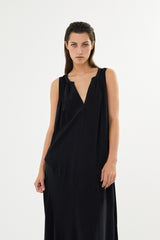 Chili - Sandwashed long placket dress I Black