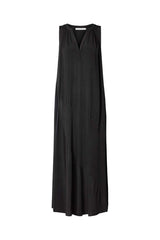 Chili - Sandwashed long placket dress I Black