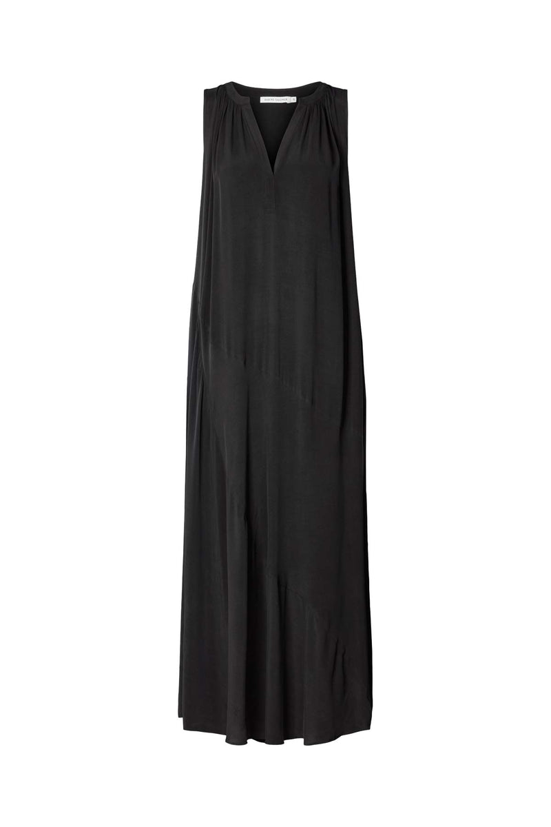 Chili - Sandwashed long placket dress I Black