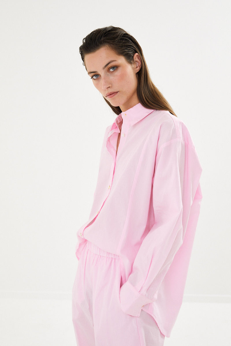 Lorna - Poplin bib front shirt I Moon