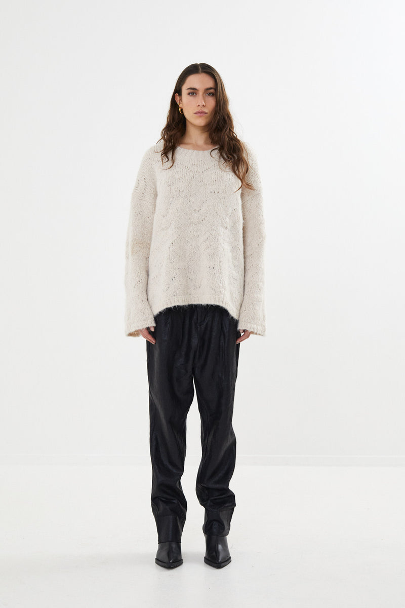 Elsie - Dual knit oversize sweater I Beige