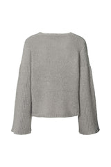 Emiko - Dual knit rib sleeve sweater I Light grey