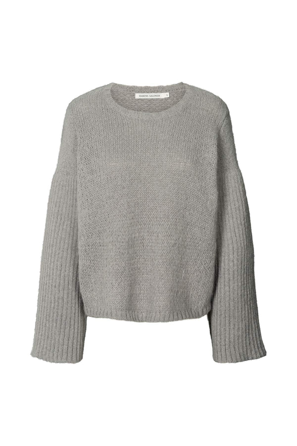 Emiko - Dual knit rib sleeve sweater I Light grey