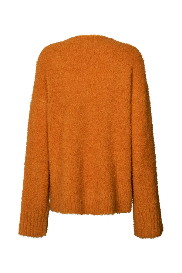 Leonida - Pilling knit V neck sweater I Russet orange