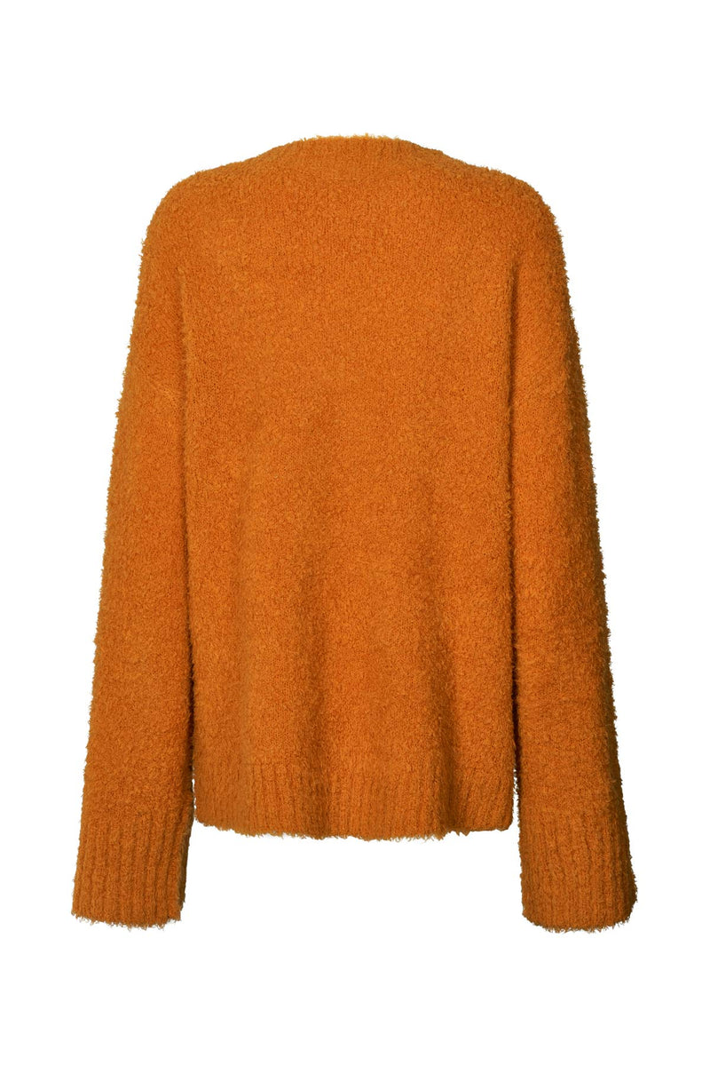 Leonida - Pilling knit V neck sweater I Russet orange