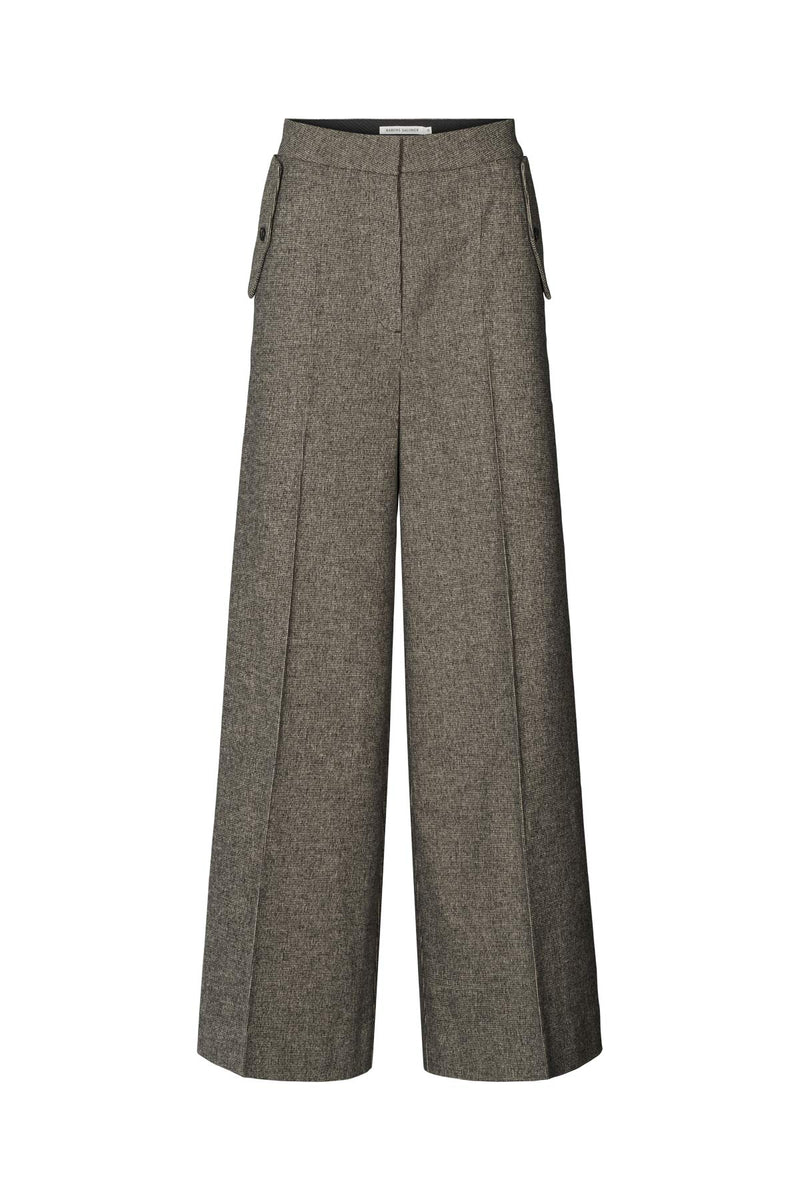 Inja - Mini check wide leg pants I Coffee check