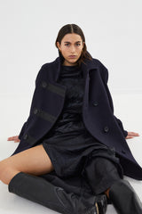 Litzy - Boiled wool coat I Navy