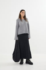 Ellery - Crinkled bias skirt I Black