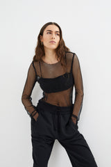 Jacka - Netting long sleeve top I Black