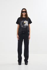 Lorelei - Denim black loose fit pants I Washed black denim