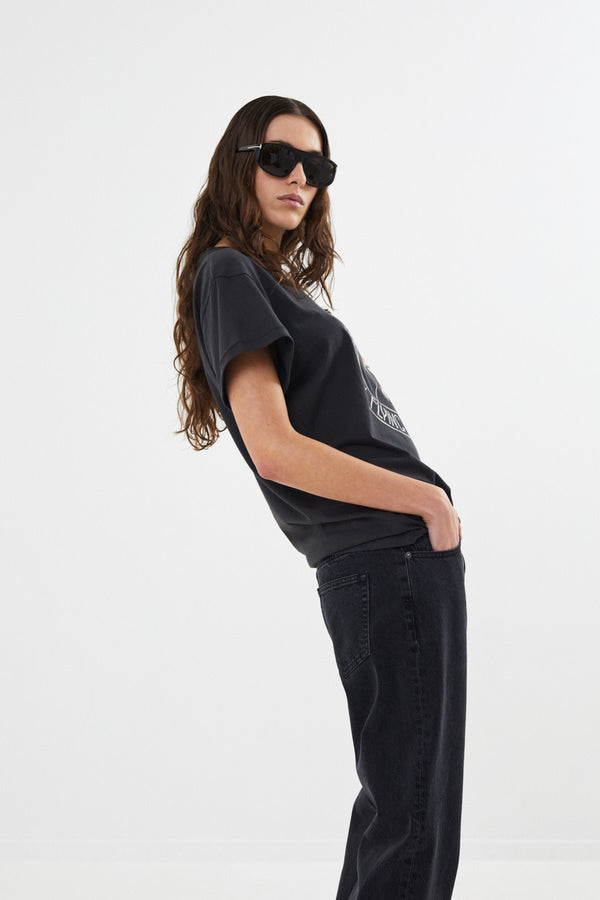 Lorelei - Denim black loose fit pants I Washed black denim