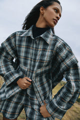 Sevara - Check shirting padded jacket I Grey check