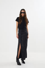 Naline - Glazed skirt I Black