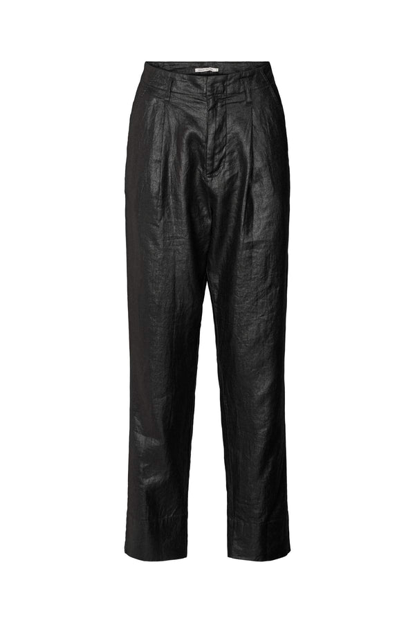 Raina - Glazed pleat pants I Black