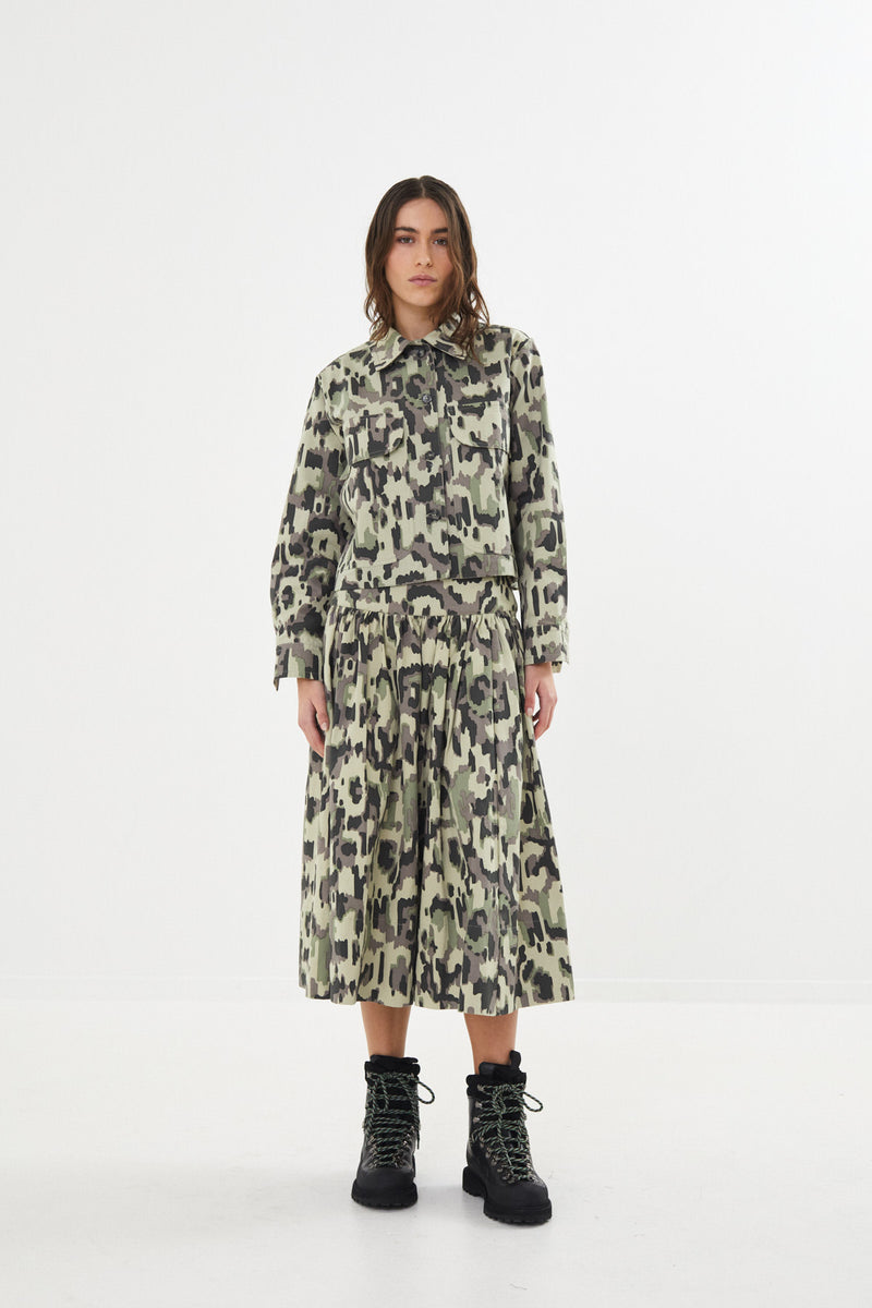 Silke - Cyber drill full skirt I Olive combo