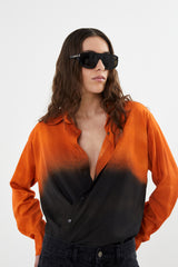 Graffiti mens shirt - Rosali I Burnt orange black combo