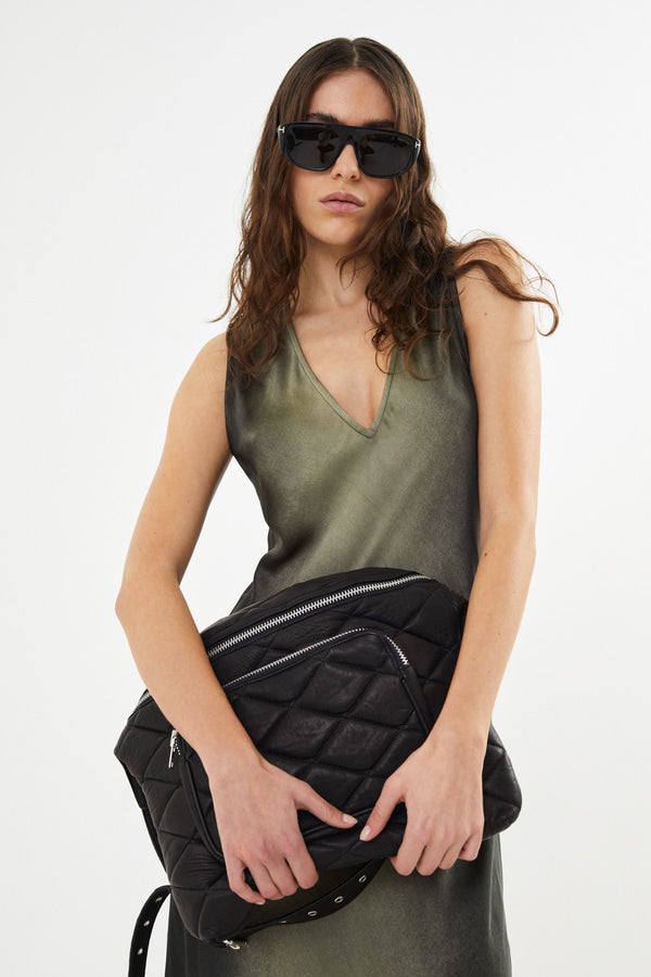 Venus - Graffiti bias dress wide strap I Olive charcoal combo