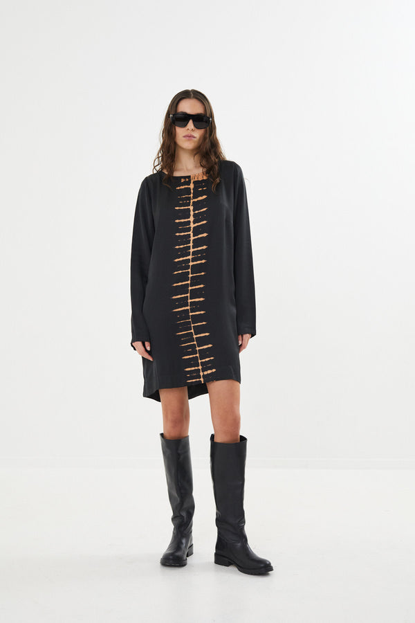 Lupitas - Spine long sleeve Aline dress I Black combo