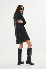 Lupitas - Spine long sleeve Aline dress I Black combo