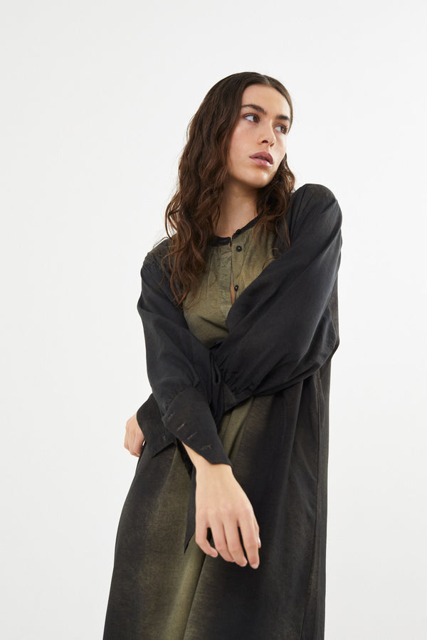 Amila - Graffiti shirt dress I Olive charcoal combo