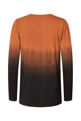 Flow long sleeve short t-shirt - Xenia I Burnt orange combo