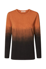 Flow long sleeve short t-shirt - Xenia I Burnt orange combo