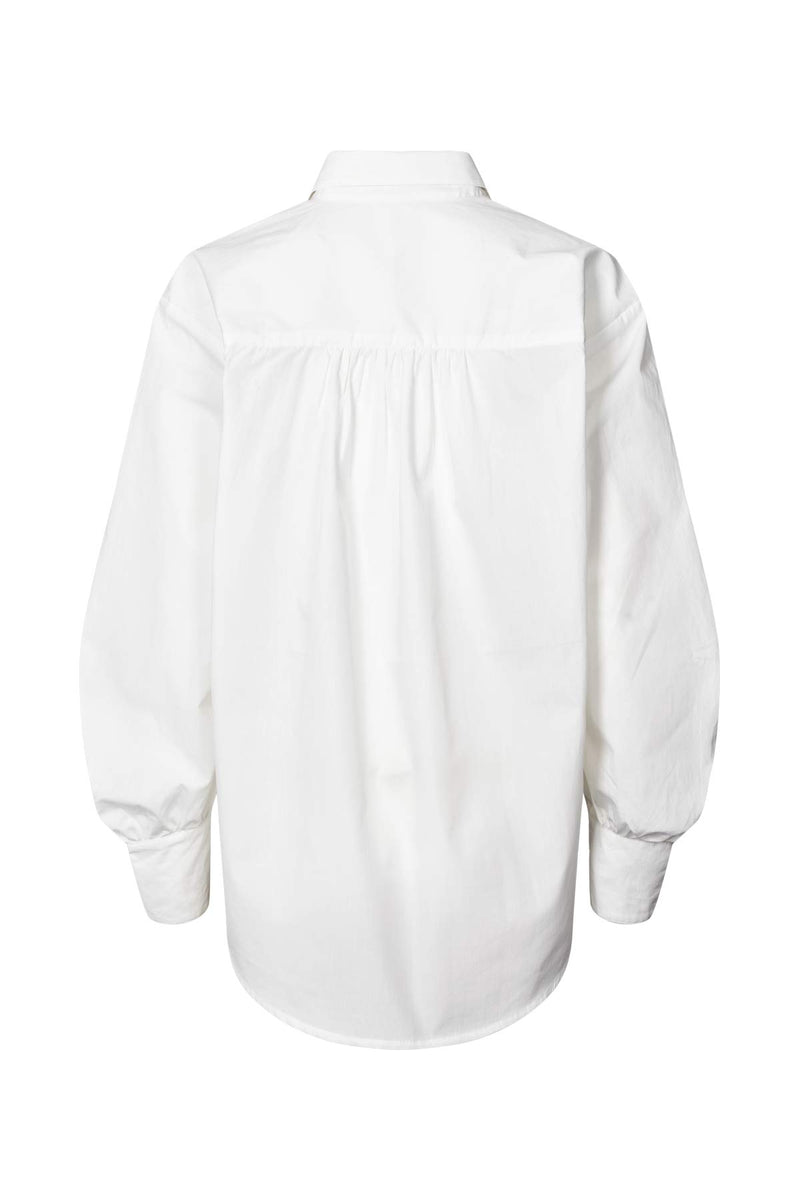 Lourdes - Poplin cuff detail shirt I White