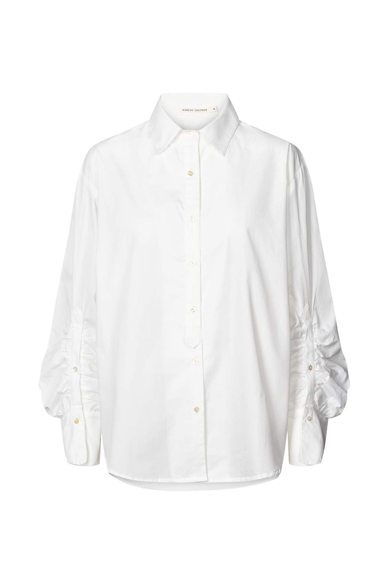 Lourdes - Poplin cuff detail shirt I White