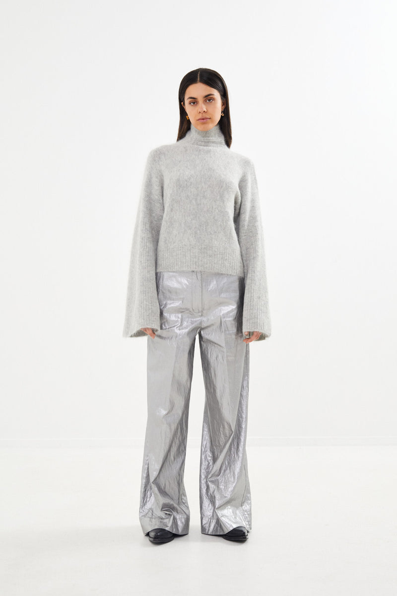 Hiam - Fluffy boxy sweater I Light grey melange