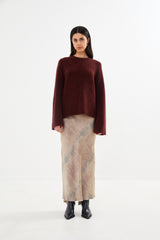 Lott - Fluffy split back sweater I Burgundy