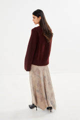 Lott - Fluffy split back sweater I Burgundy