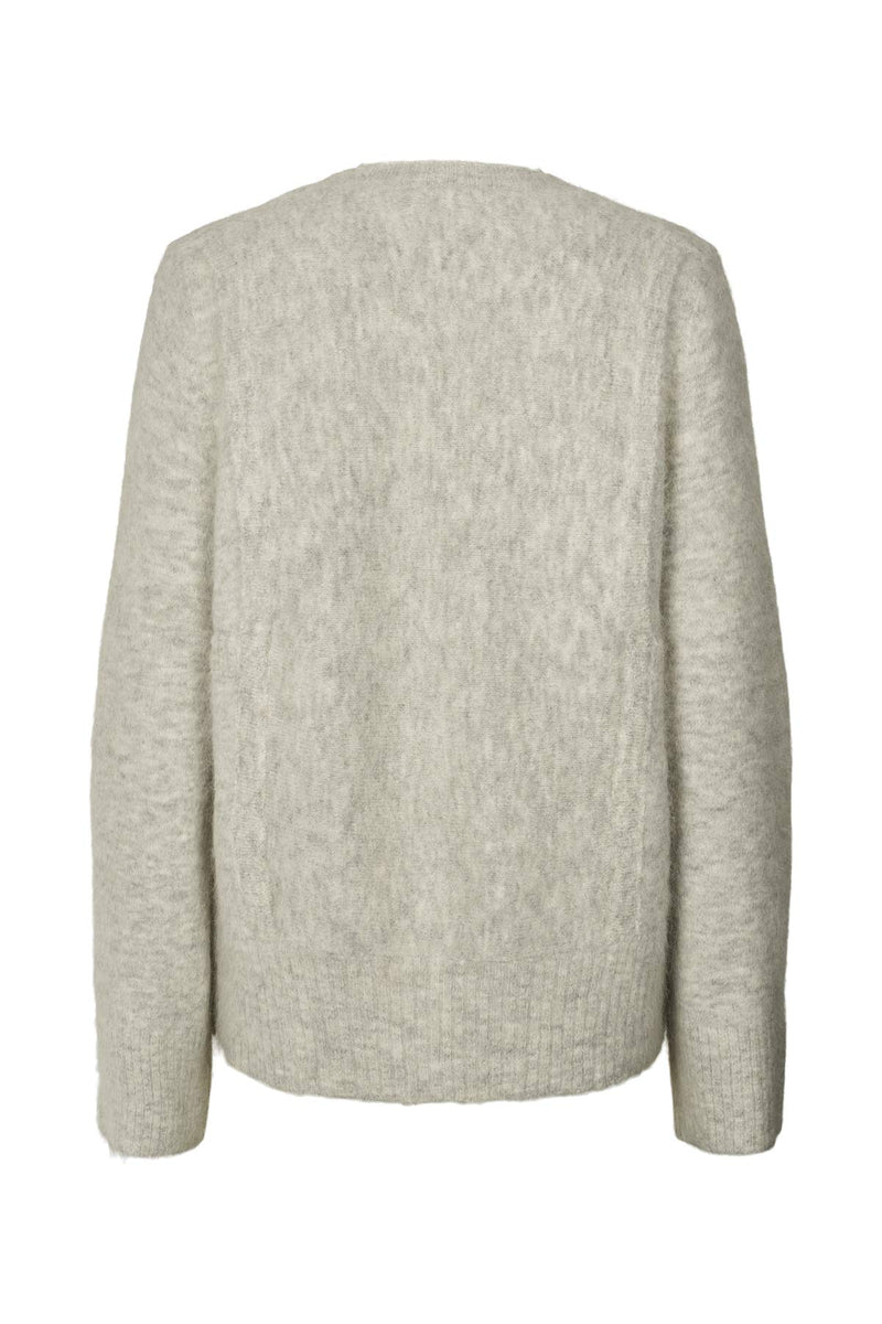 Lott - Fluffy split back sweater I Light grey melange