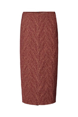 Luzie - Herringbone long skirt I Burgundy combo