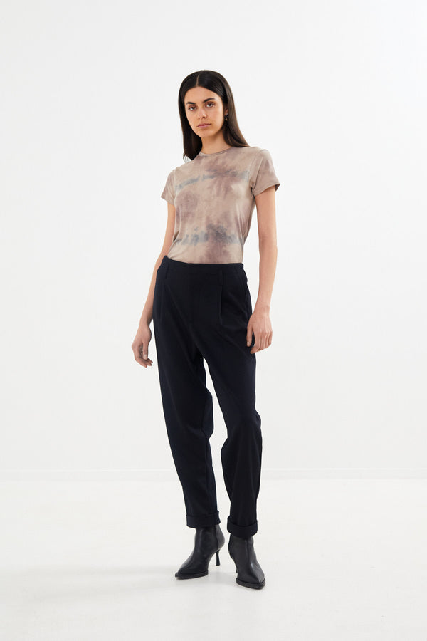 Raina - Tailored pleat pants I Black navy combo